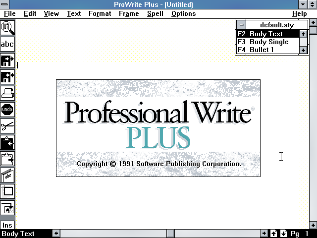 Professional Write Plus 1.0 - Splash